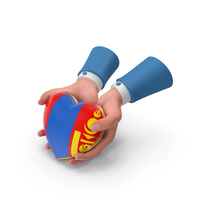 Mongolia Country Heart Flag Hold in Hands PNG & PSD Images