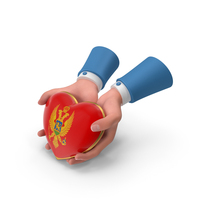 Montenegro Country Heart Flag Hold in Hands PNG & PSD Images