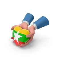 Myanmar Country Heart Flag Hold in Hands PNG & PSD Images