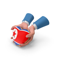 North Korea Country Heart Flag Hold In Hands PNG & PSD Images