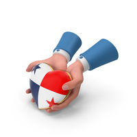 Panama Country Heart Flag Hold in Hands PNG & PSD Images