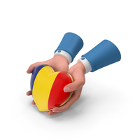 Romania Country Heart Flag Hold in Hands PNG & PSD Images