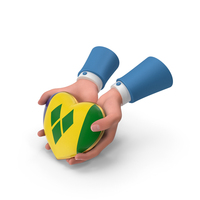 Saint Vincent and the Grenadines Country Heart Flag Hold in Hands PNG & PSD Images