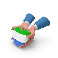 Sierra Leone Country Heart Flag Hold in Hands PNG & PSD Images