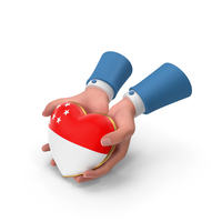 Singapore Country Heart Flag Hold in Hands PNG & PSD Images