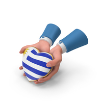 Uruguay Country Heart Flag Hold in Hands PNG & PSD Images