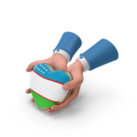 Uzbekistan Country Heart Flag Hold in Hands PNG & PSD Images