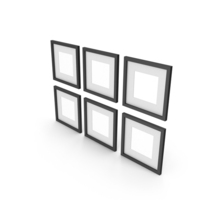 Six Square Picture Frames PNG & PSD Images