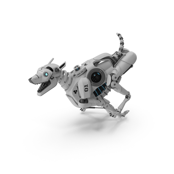Running Futuristic Robotic Dog White PNG & PSD Images