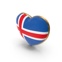 Iceland Country Heart Flag Dual Shade Metallic Solid PNG & PSD Images