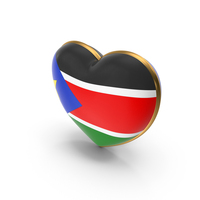South Sudan Country Heart Flag Dual Shade Metallic Solid PNG & PSD Images