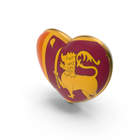Sri Lanka Country Heart Flag Dual Shade Metallic Solid PNG & PSD Images