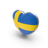 Sweden Country Heart Flag Dual Shade Metallic Solid PNG & PSD Images