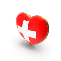 Switzerland Country Heart Flag Dual Shade Metallic Solid PNG & PSD Images