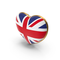 United Kingdom Country Heart Flag Dual Shade Metallic Solid PNG & PSD Images