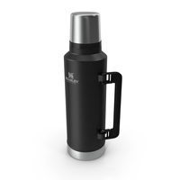 Stanley Black Thermos With Turned Handle PNG & PSD Images