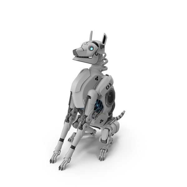Sitting Futuristic Robotic Dog White PNG & PSD Images