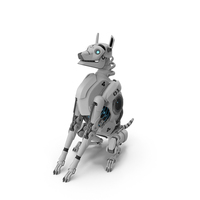 Sitting Futuristic Robotic Dog White PNG & PSD Images