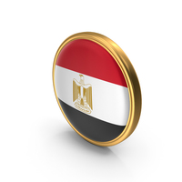 Flag of Egypt Gold Frame Coin PNG & PSD Images