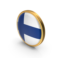 Flag of Finland Gold Frame Coin PNG & PSD Images