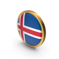 Flag of Iceland Gold Frame Coin PNG & PSD Images