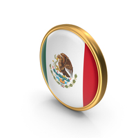 Flag of Mexico Gold Frame Coin PNG & PSD Images