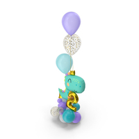Balloon Composition With Dinosaur Toy PNG & PSD Images