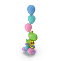 Balloon Composition With Dinosaur Toy PNG & PSD Images