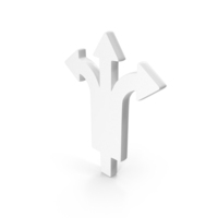 Three Way Road Icon White PNG & PSD Images