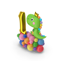 Balloon Composition With Inflatable Dino Toy PNG & PSD Images