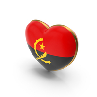 Angola Country Heart Flag Dual Shade Metallic Solid PNG & PSD Images