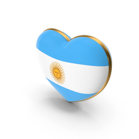 Argentina Country Heart Flag Dual Shade Metallic Solid PNG & PSD Images