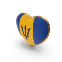Barbados Country Heart Flag Dual Shade Metallic Solid PNG & PSD Images