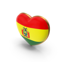 Bolivia Country Heart Flag Dual Shade Metallic Solid PNG & PSD Images