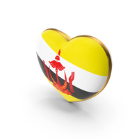 Brunei Country Heart Flag Dual Shade Metallic Solid PNG & PSD Images