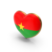 Burkina Country Heart Flag Dual Shade Metallic Solid PNG & PSD Images