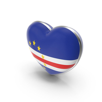 Cabo Verde Country Heart Flag Dual Shade Metallic Solid PNG & PSD Images