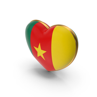 Cameroon Country Heart Flag Dual Shade Metallic Solid PNG & PSD Images