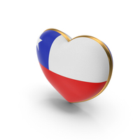 Chile Country Heart Flag Dual Shade Metallic Solid PNG & PSD Images