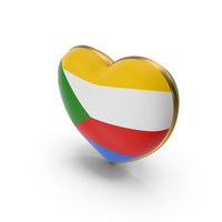 Comoros Country Heart Flag Dual Shade Metallic Solid PNG & PSD Images