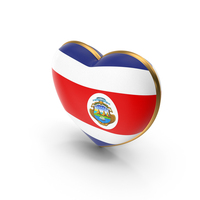 Costa Rica Country Heart Flag Dual Shade Metallic Solid PNG & PSD Images