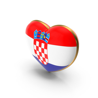 Croatia Country Heart Flag Dual Shade Metallic Solid PNG & PSD Images