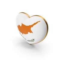 Cyprus Country Heart Flag Dual Shade Metallic Solid PNG & PSD Images