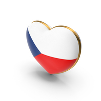 Czech Republic Country Heart Flag Dual Shade Metallic Solid PNG & PSD Images