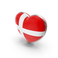 Denmark Country Heart Flag Dual Shade Metallic Solid PNG & PSD Images