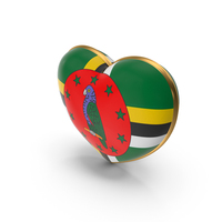 Dominica Country Heart Flag Dual Shade Metallic Solid PNG & PSD Images