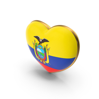 Ecuador Colombia Country Heart Flag Dual Shade Metallic Solid PNG & PSD Images