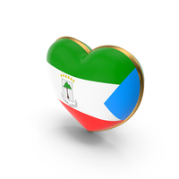 Equatorial Guinea Country Heart Flag Dual Shade Metallic Solid PNG & PSD Images