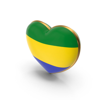 Gabon Country Heart Flag Dual Shade Metallic Solid PNG & PSD Images