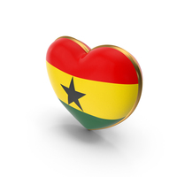 Ghana Country Heart Flag Dual Shade Metallic Solid PNG & PSD Images